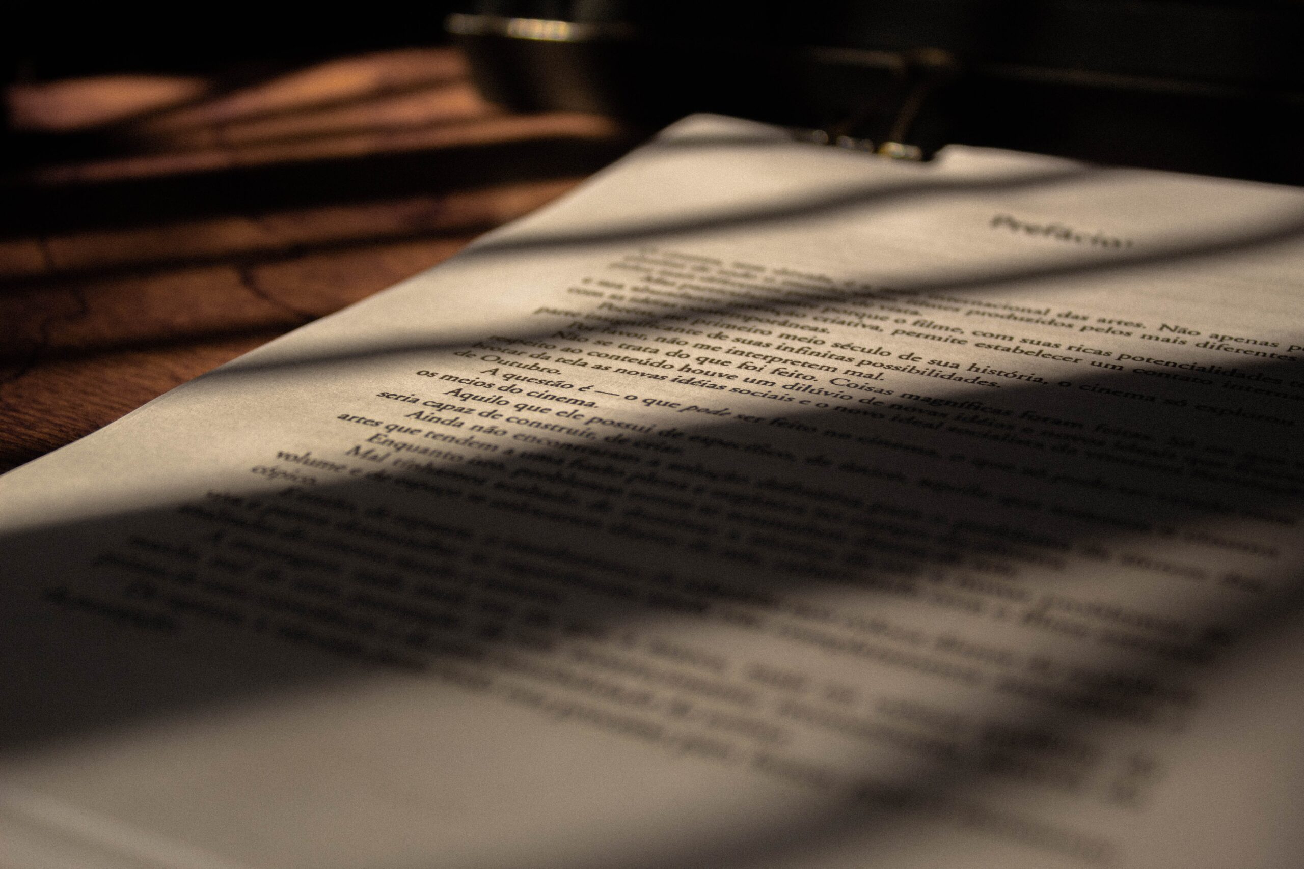 Picture of a document in sunlight